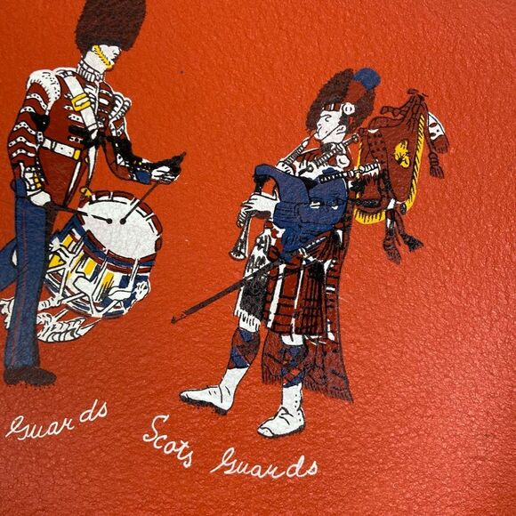 Chianti Vintage 3 Royal Guards Pattern Serving Pottery Tray Orange & Black - Picture 4 of 10